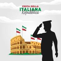 republiek dag van italië poster met colosseum vector