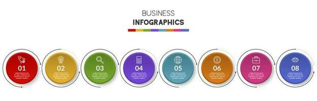 infographics ontwerp sjabloon en pictogrammen met 8 opties of 8 stappen vector