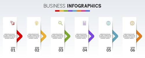 infographics ontwerp sjabloon en pictogrammen met 6 opties of 6 stappen vector