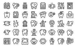 pediatrisch tandheelkunde pictogrammen reeks schets vector. implantaat tanden vector