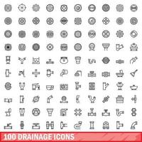 100 afvoer pictogrammen set, schets stijl vector
