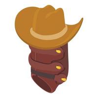 cowboy symbool icoon isometrische vector. cowboy hoed en leer bescherming bagageruimte icoon vector