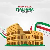 Italiaanse republiek dag poster met colosseum vector