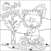 vector illustratie van koel dier en motorfiets grappig dier tekenfilm. creatief vector kinderachtig ontwerp voor kinderen werkzaamheid kleur boek of bladzijde.