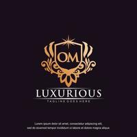 om eerste brief luxe ornament goud monogram logo sjabloon vector kunst.