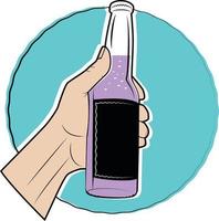 vector beeld van een hand- Holding een fles