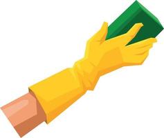 vector beeld van een hand- met rubber handschoen en schotel spons