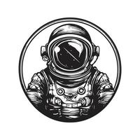 astronaut, wijnoogst logo concept zwart en wit kleur, hand- getrokken illustratie vector