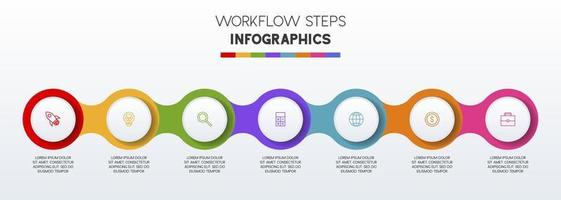 infographics ontwerp sjabloon en pictogrammen met 7 opties of 7 stappen vector