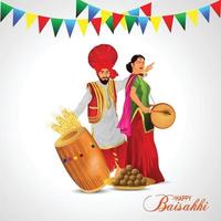 realistische illustratie van de gelukkige achtergrond van het vaisakhi-festival vector