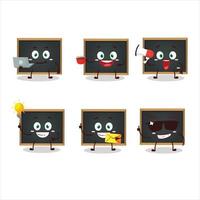 schoolbord tekenfilm karakter met divers types van bedrijf emoticons vector