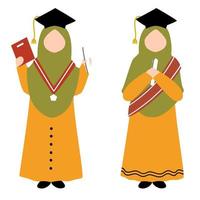 reeks van hijabi moslim diploma uitreiking illustratie vector