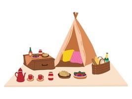 picknick dingen de neiging hebben en voedsel vector illustratie
