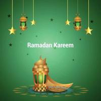 ramadan kareem gouden maan en gouden lantaarn vector