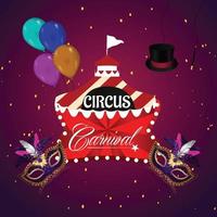 carnaval braziliaanse evenement achtergrond met circustent met masker vector