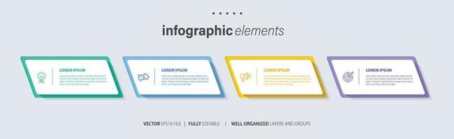 modern infographic sjabloon met 4 stappen. bedrijf cirkel sjabloon met opties voor brochure, diagram, werkstroom, tijdlijn, web ontwerp. vector eps 10