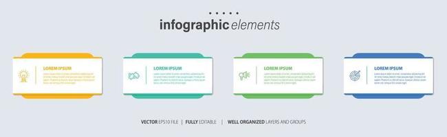 concept van 4 opeenvolgende stappen van progressief bedrijf ontwikkeling. gemakkelijk infographic ontwerp sjabloon. abstract vector illustratie.