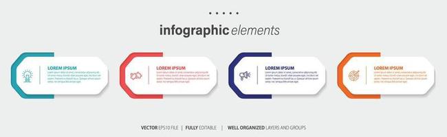 vector infographic vlak sjabloon cirkels voor vier label, diagram, grafiek, presentatie. bedrijf concept met 4 opties. voor inhoud, stroomschema, stappen, tijdlijn, werkstroom, marketing. eps10