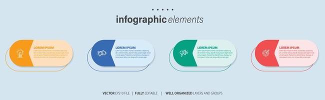 modern infographic sjabloon met 4 stappen. bedrijf cirkel sjabloon met opties voor brochure, diagram, werkstroom, tijdlijn, web ontwerp. vector eps 10