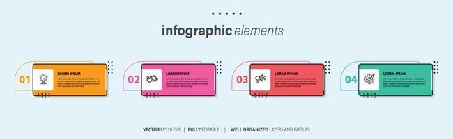 bedrijf infographic sjabloon ontwerp met getallen 4 opties of stappen. vector