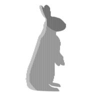 gestileerde silhouet van een konijn staand in een rek in minimalisme vector