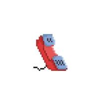 rood telefoon in pixel kunst stijl vector