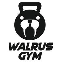 modern vector vlak ontwerp gemakkelijk minimalistische logo sjabloon van walrus Sportschool geschiktheid hoofd mascotte karakter vector verzameling voor merk, embleem, label, kenteken. geïsoleerd Aan wit achtergrond.