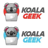 modern vector vlak ontwerp gemakkelijk minimalistische logo sjabloon van koala geek nerd slim mascotte karakter vector verzameling voor merk, embleem, label, kenteken. geïsoleerd Aan wit achtergrond.