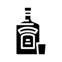 wodka glas fles glyph icoon vector illustratie