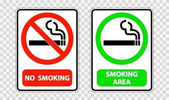 niet roken en roken gebied teken label op transparante achtergrond vector