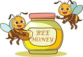 tekenfilm illustratie van schattig bijen vector