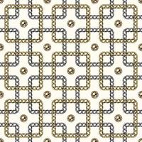 naadloos meetkundig keten patroon met ingewikkeld overlappende pleinen Aan wit achtergrond. goud en zilver kettingen. vector illustratie.