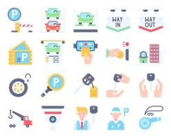 parkeerplaats gerelateerde flat icon set 4, vector illustratie