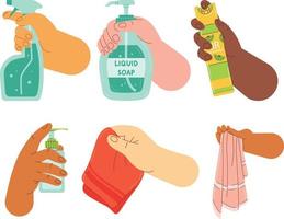 hand- ontsmettingsmiddel en hand- wassen. vector illustratie in tekenfilm stijl