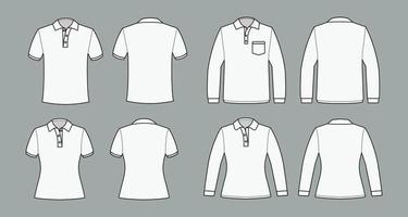 schets wit polo overhemd mockup vector