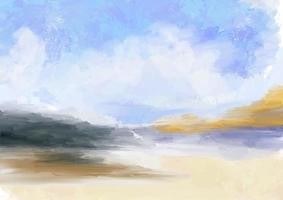 abstract hand- geschilderd hedendaags olie verf strand landschap ontwerp vector
