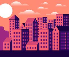 Cityscape Zonsondergangillustratie vector