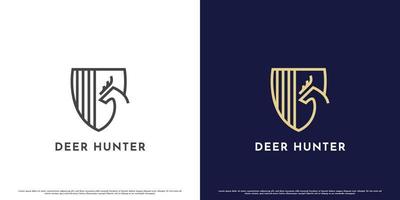 elegant hert jager embleem postzegel insigne logo ontwerp illustratie. dier silhouet hert antilope elanden eland hert herkauwer gazelle hert minimalistische icoon. berg heuvel zoogdier dier jacht- sport ontwerp. vector