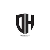 modern brief d h met veiligheid schild monogram logo vector