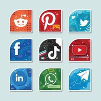 sociaal media en tech apps sticker reeks vector