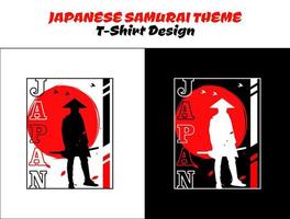 samurai met rood maan t-shirt ontwerp. stedelijk samoerai. silhouet Japan samurai vector voor ontwerp t-shirt concept. samurai vector illustratie