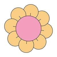 wijnoogst charme groovy kamille ontwerp. hippie stijl madeliefje bloem hoofd. positief en vrolijk uitstraling van hippie. tekenfilm fabriek nostalgie en charme. y2k funky bloemen knal cultuur element. geïsoleerd eps vector