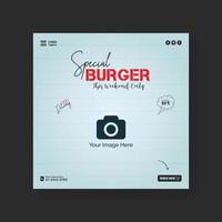 sociaal media Promotie post en restaurant plein banier met speciaal hamburger concept vector
