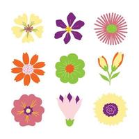 reeks van kleurrijk hand- getrokken bloemen vector illustratie