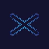 brief X tech logo ontwerp vector