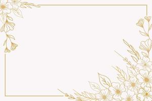 elegant gouden bloemen achtergrond met hand- getrokken bloemen en bladeren grens vector