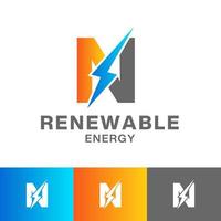 n brief hernieuwbaar energie logo ontwerp vector