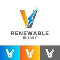 v brief hernieuwbaar energie logo ontwerp vector