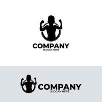 kinderen bodybuilding logo ontwerp sjabloon vector