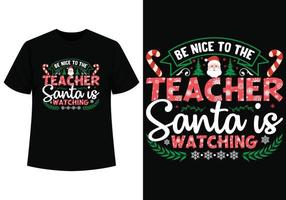 leraar de kerstman is aan het kijken t-shirt ontwerp vector